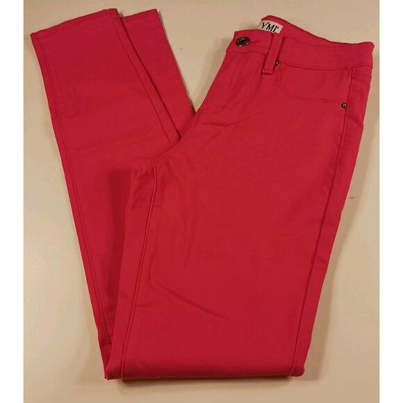 YMI Hot Pink Medium 25x28.5 Mid Rise Skinny Jeans Jeggings Lightweight EUC - Picture 1 of 13